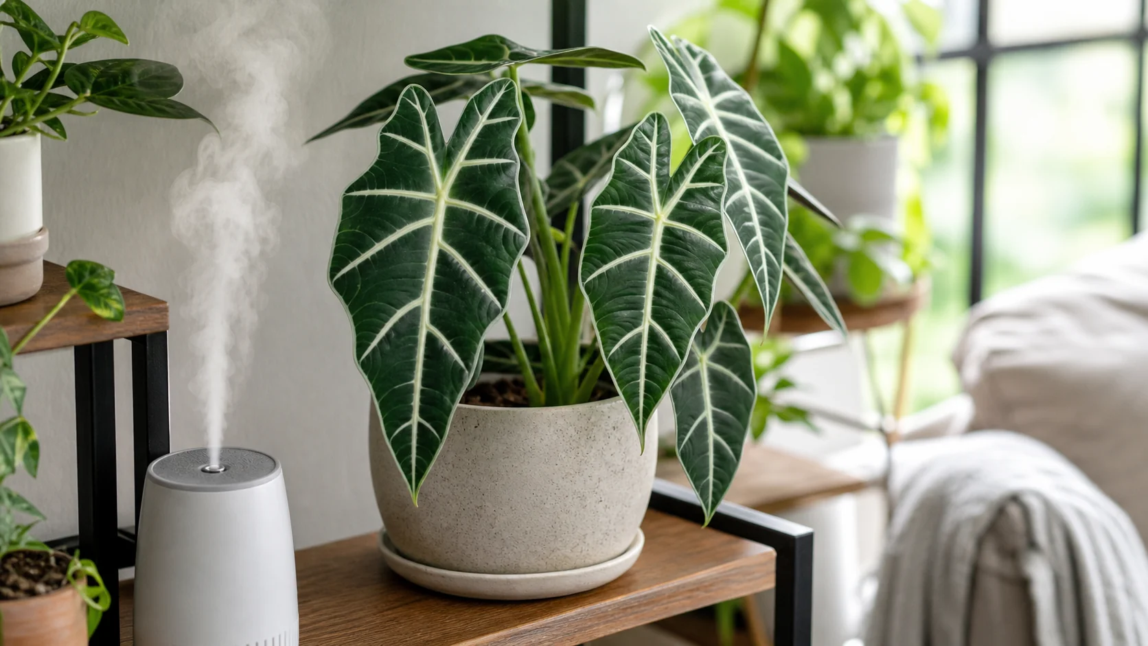 Alocasia Care Guide: Frydek, Amazonica & Indoor Growing Tips - Humidity: The One Thing Most People Underestimate