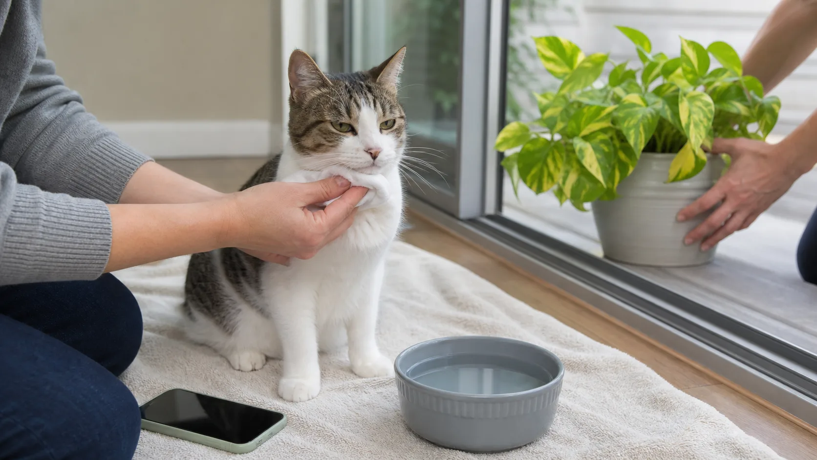 Remove the Plant, Wipe Away Saliva Gently, Offer Water, and Keep the Phone Ready Are Pothos Toxic to Cats? Symptoms and Safer Next Steps - Remove the Plant, Wipe Away Saliva Gently, Offer Water, and Keep the Phone Ready