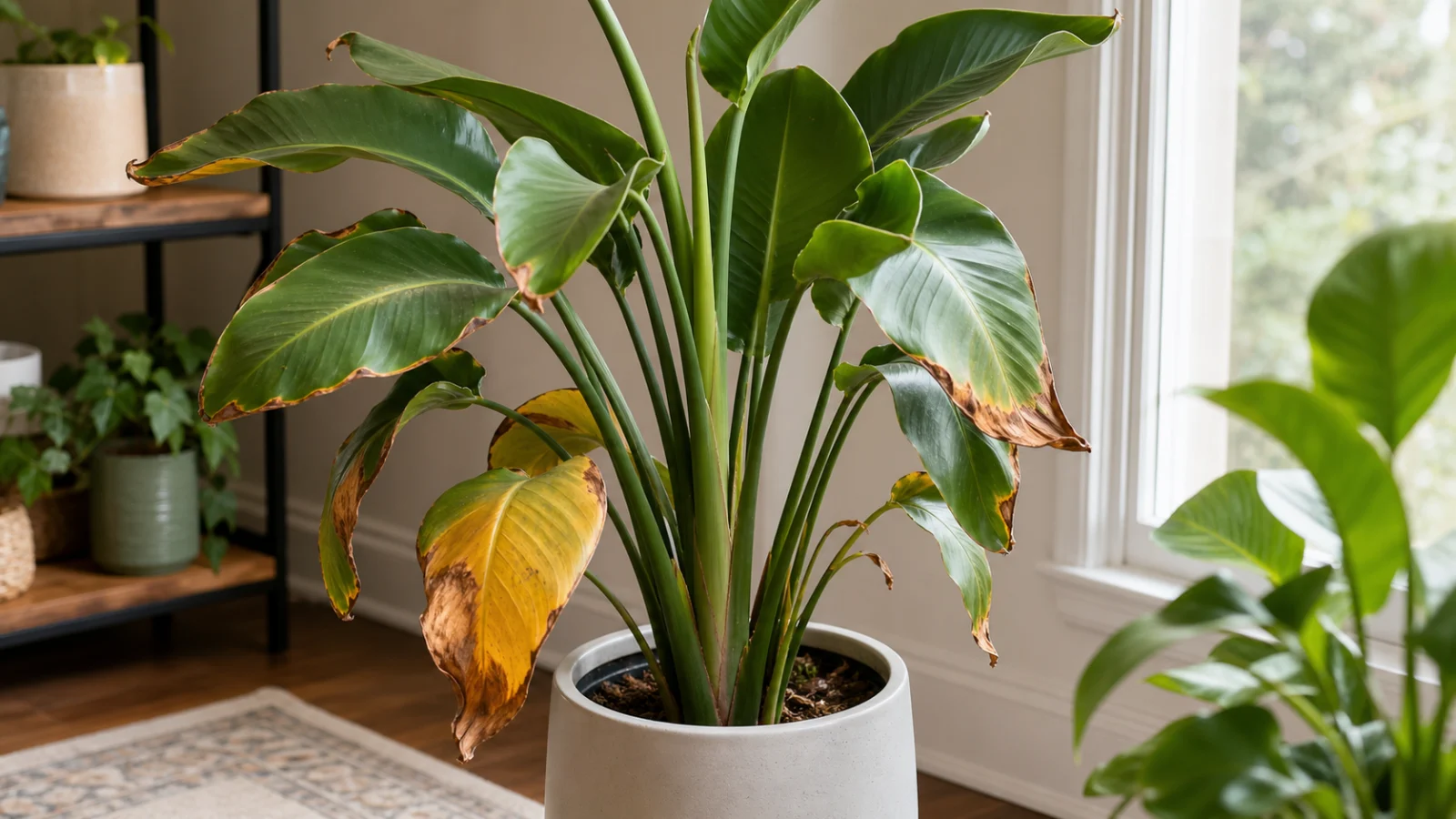Bird of Paradise Plant Care Indoors - Common Problems: If Leaves Curl, Yellow, or Get Brown Tips
