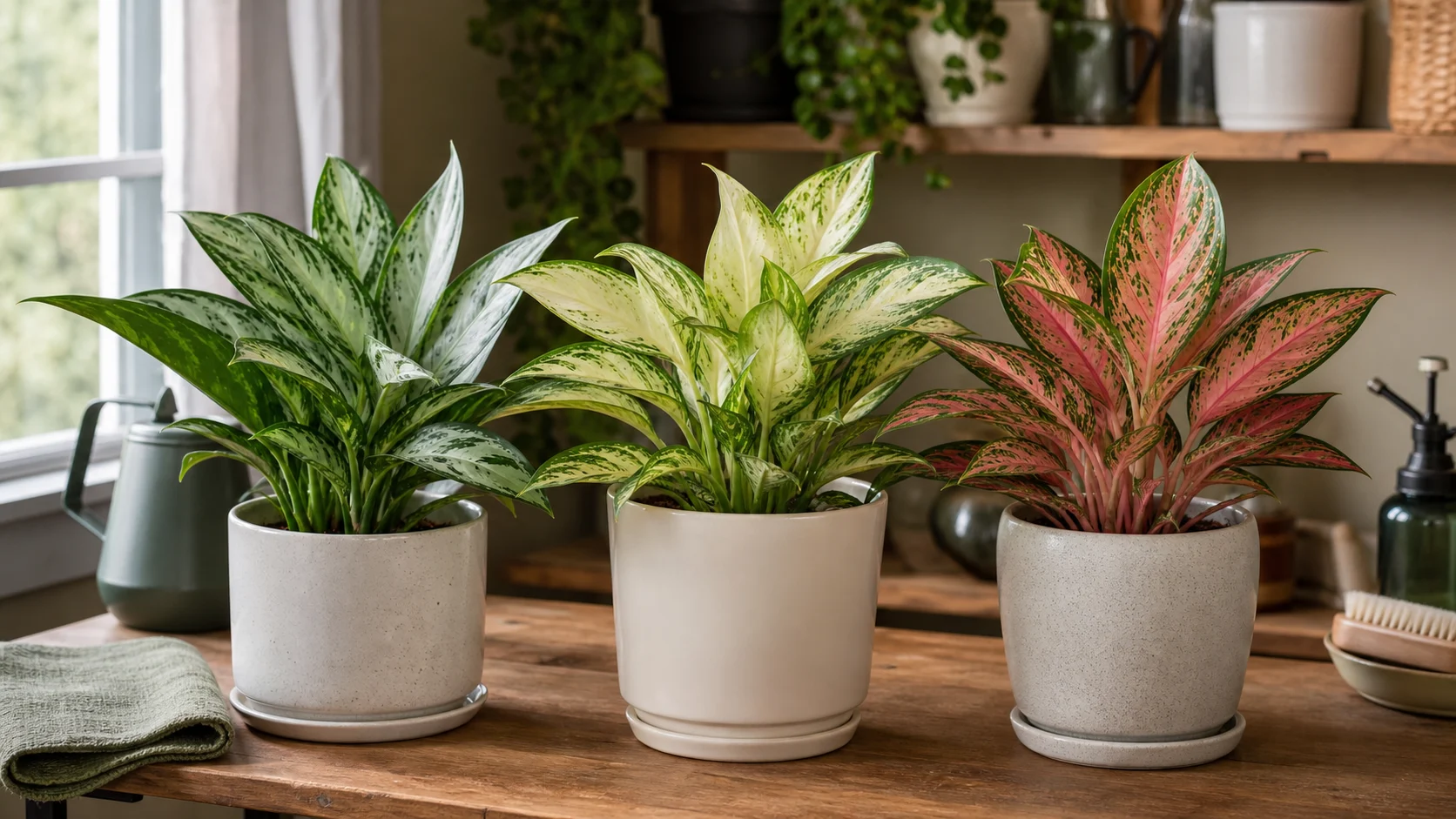 Identification Snapshot Chinese Evergreen Varieties: Green, Red and Pink Aglaonema Types - Identification Snapshot