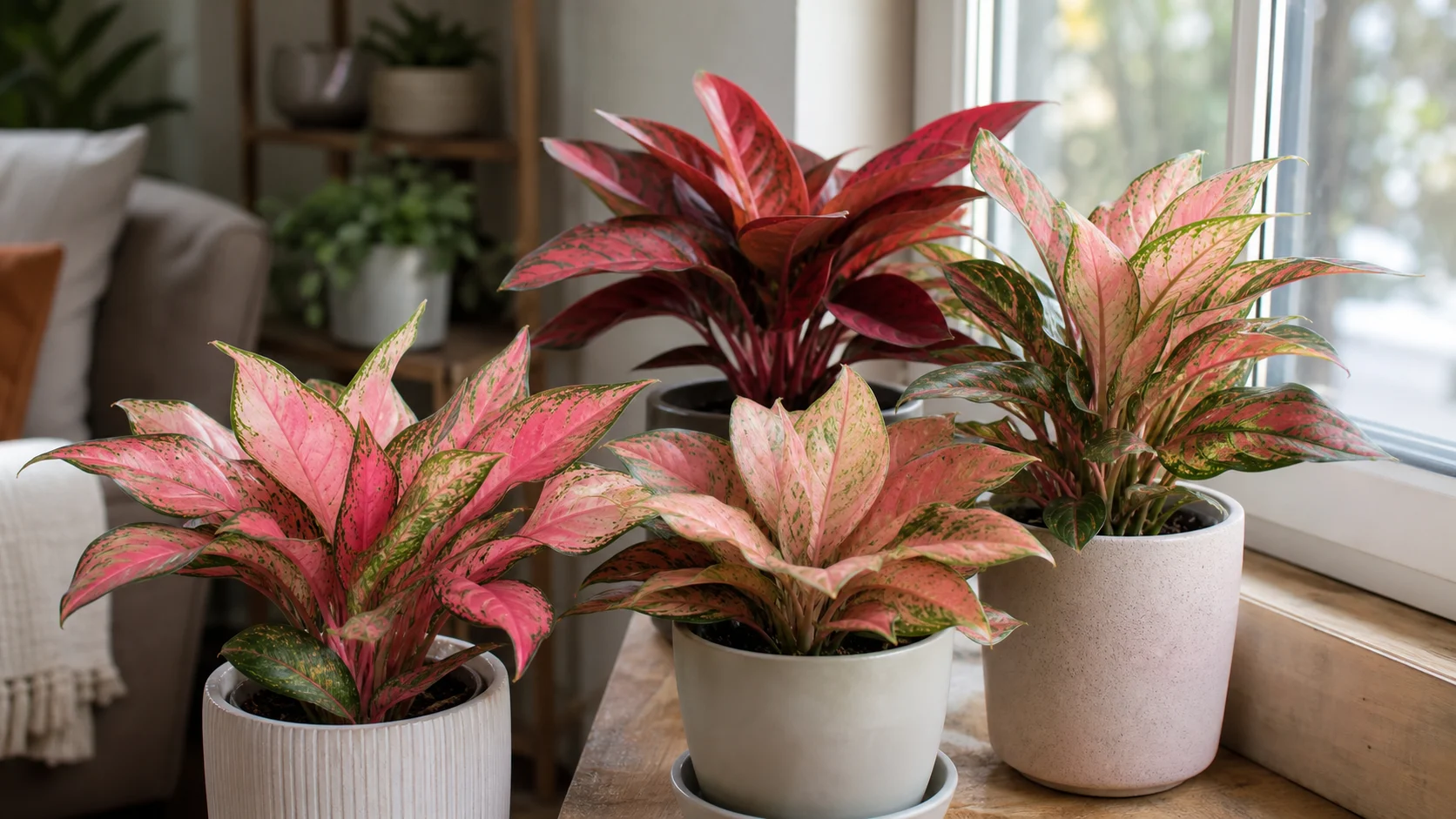 Pink and Red Varieties: The Statement Forms Chinese Evergreen Varieties: Green, Red and Pink Aglaonema Types - Pink and Red Varieties: The Statement Forms
