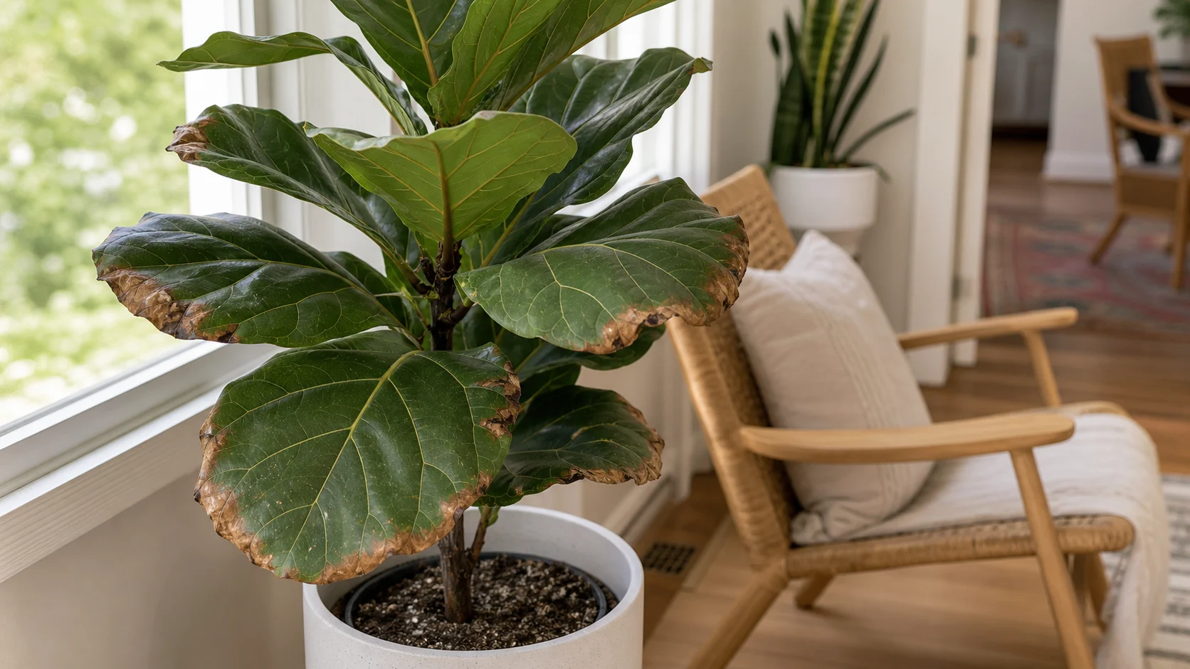 Fiddle Leaf Fig Brown Spots: Every Cause and How to Fix Them - Cause 4: Underwatering
