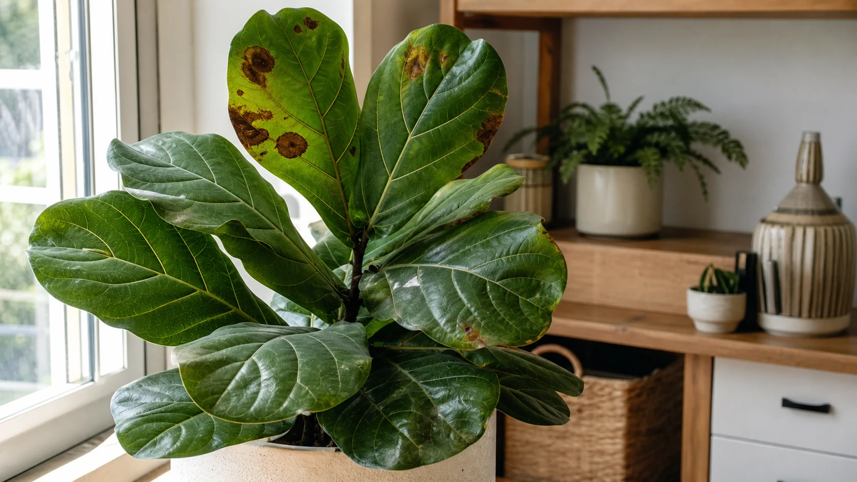 Brown Spots on Fiddle Leaf Fig Leaves Fiddle Leaf Fig Care Guide: Stop Killing Your Ficus Lyrata - Brown Spots on Fiddle Leaf Fig Leaves