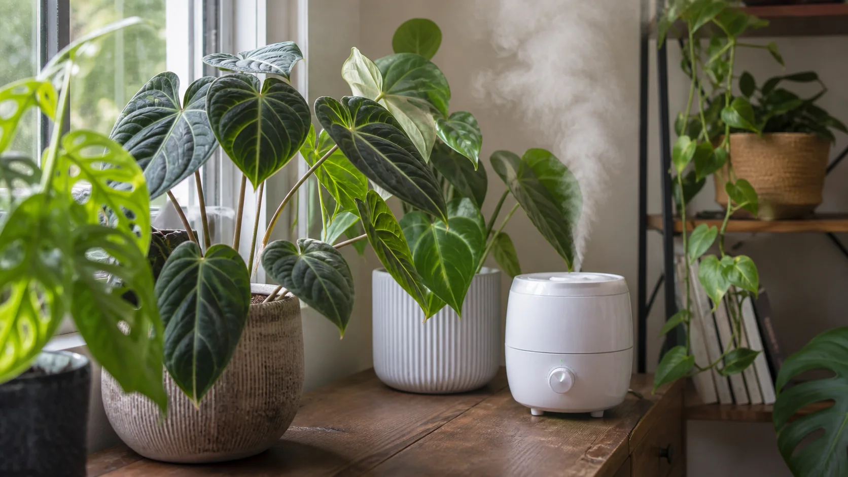 Humidity for Houseplants: How to Raise It Without a Humidifier - A Humidifier Near the Plants
