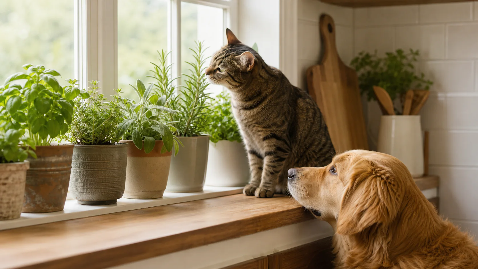 Indoor Herb Garden: Setup, Best Herbs and Grow Light Guide - Are kitchen herbs safe around cats and dogs?