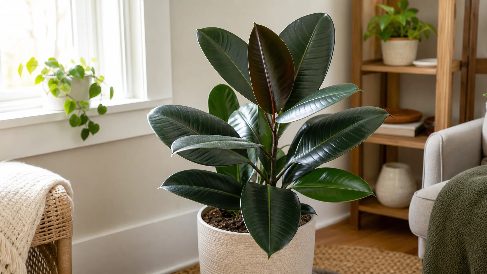 14. Rubber Plant (Ficus elastica) 15 Best Indoor Plants for Low Light (That Actually Thrive) - 14. Rubber Plant (Ficus elastica)