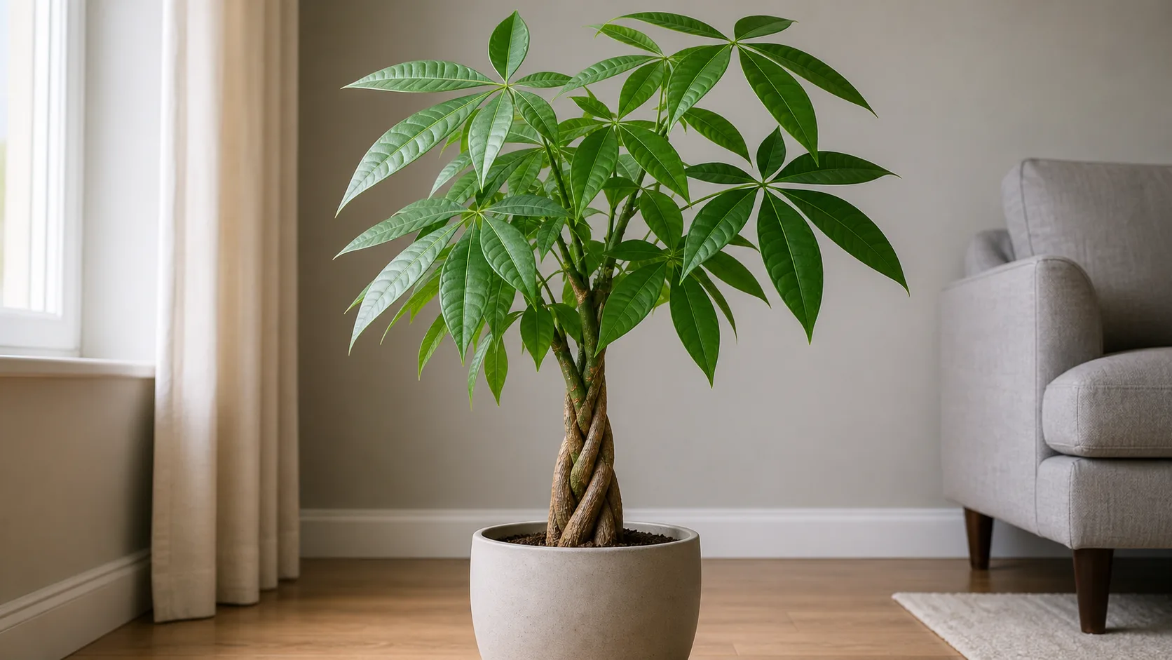 Braided Trunk and Palmate Leaf Clusters Identify Pachira aquatica Is Money Tree Toxic to Cats? Chewing, Stomach Upset, and Safety - Braided Trunk and Palmate Leaf Clusters Identify Pachira aquatica