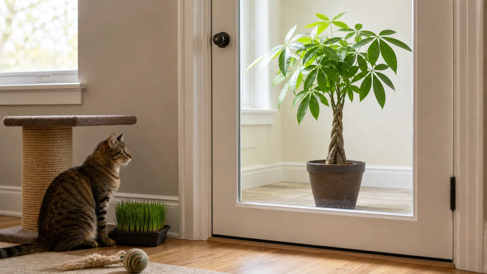 A Closed Door Plus Cat Grass and a Scratcher Creates a Durable Seasonal Setup Is Money Tree Toxic to Cats? Chewing, Stomach Upset, and Safety - A Closed Door Plus Cat Grass and a Scratcher Creates a Durable Seasonal Setup