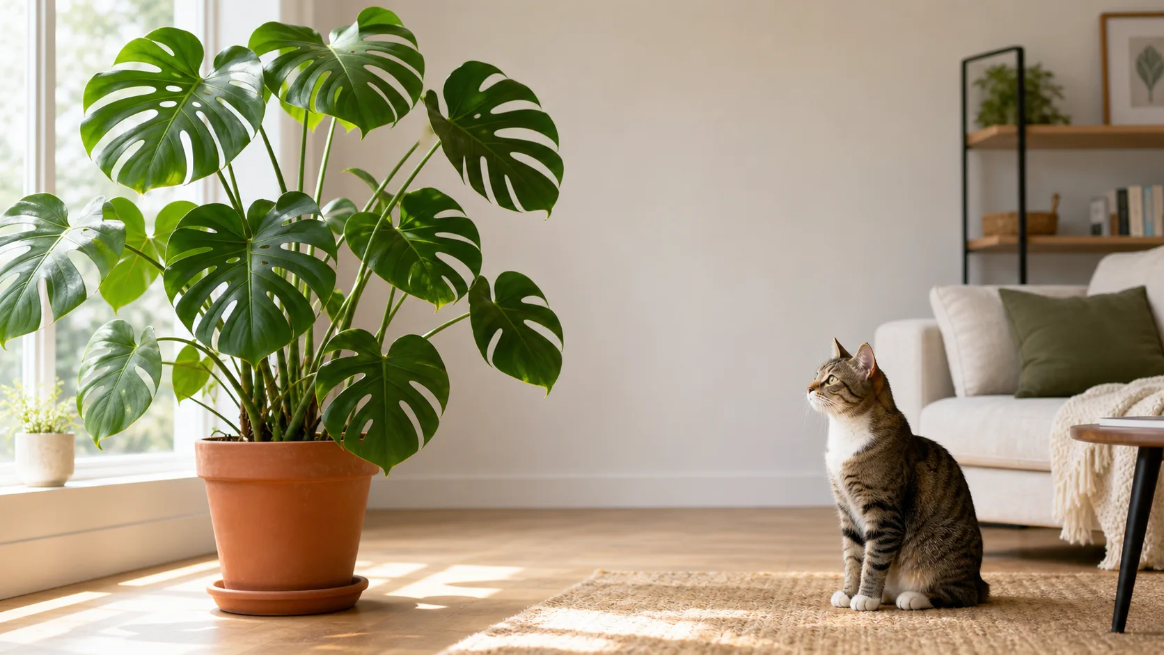 Separate the Cat From the Monstera While You Confirm Exposure Is Monstera Toxic to Cats? Symptoms, Risk, and Safer Placement - Separate the Cat From the Monstera While You Confirm Exposure