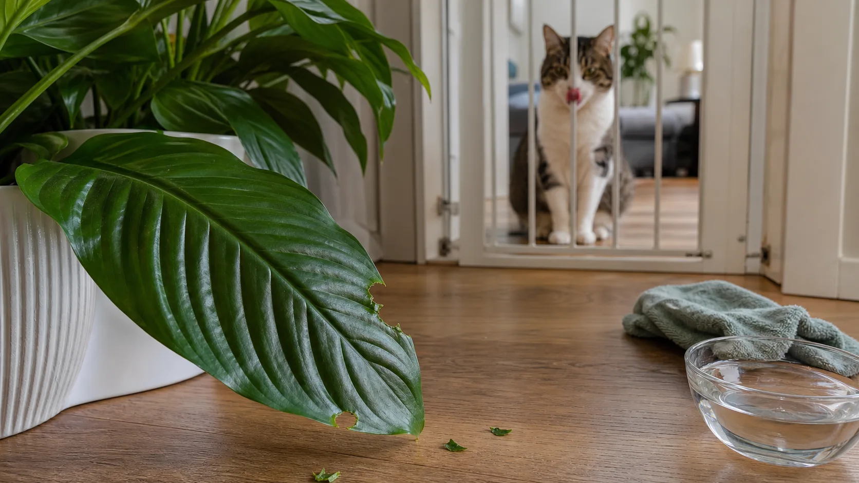 Fresh Leaf Damage Helps Confirm That a Peace Lily Was Actually Chewed Is Peace Lily Toxic to Cats? Why It Is Not the Same as a True Lily - Fresh Leaf Damage Helps Confirm That a Peace Lily Was Actually Chewed
