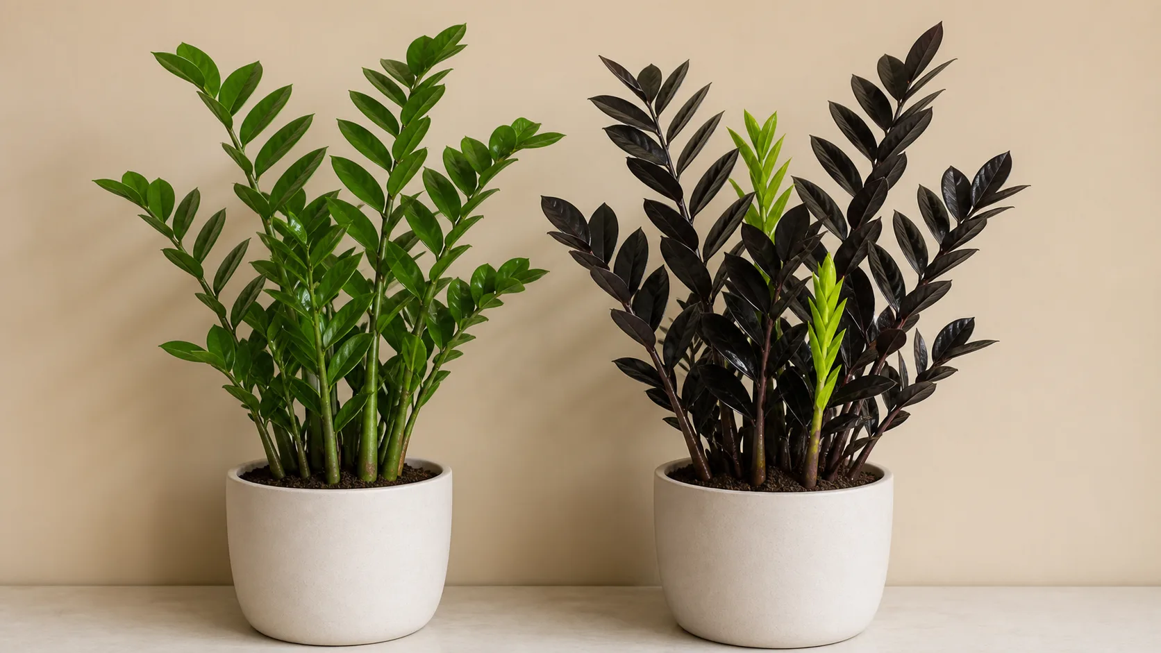 Standard Green and Raven ZZ Share the Same Growth Structure and Cat-Safety Concern Is ZZ Plant Toxic to Cats? Symptoms, Sap, and Safer Placement - Standard Green and Raven ZZ Share the Same Growth Structure and Cat-Safety Concern