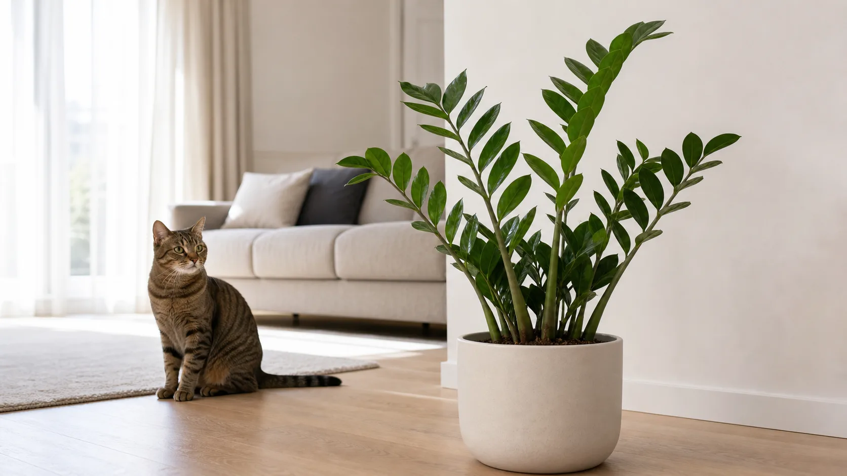 Separate the Cat From the ZZ Plant Before Judging the Exposure Is ZZ Plant Toxic to Cats? Symptoms, Sap, and Safer Placement - Separate the Cat From the ZZ Plant Before Judging the Exposure