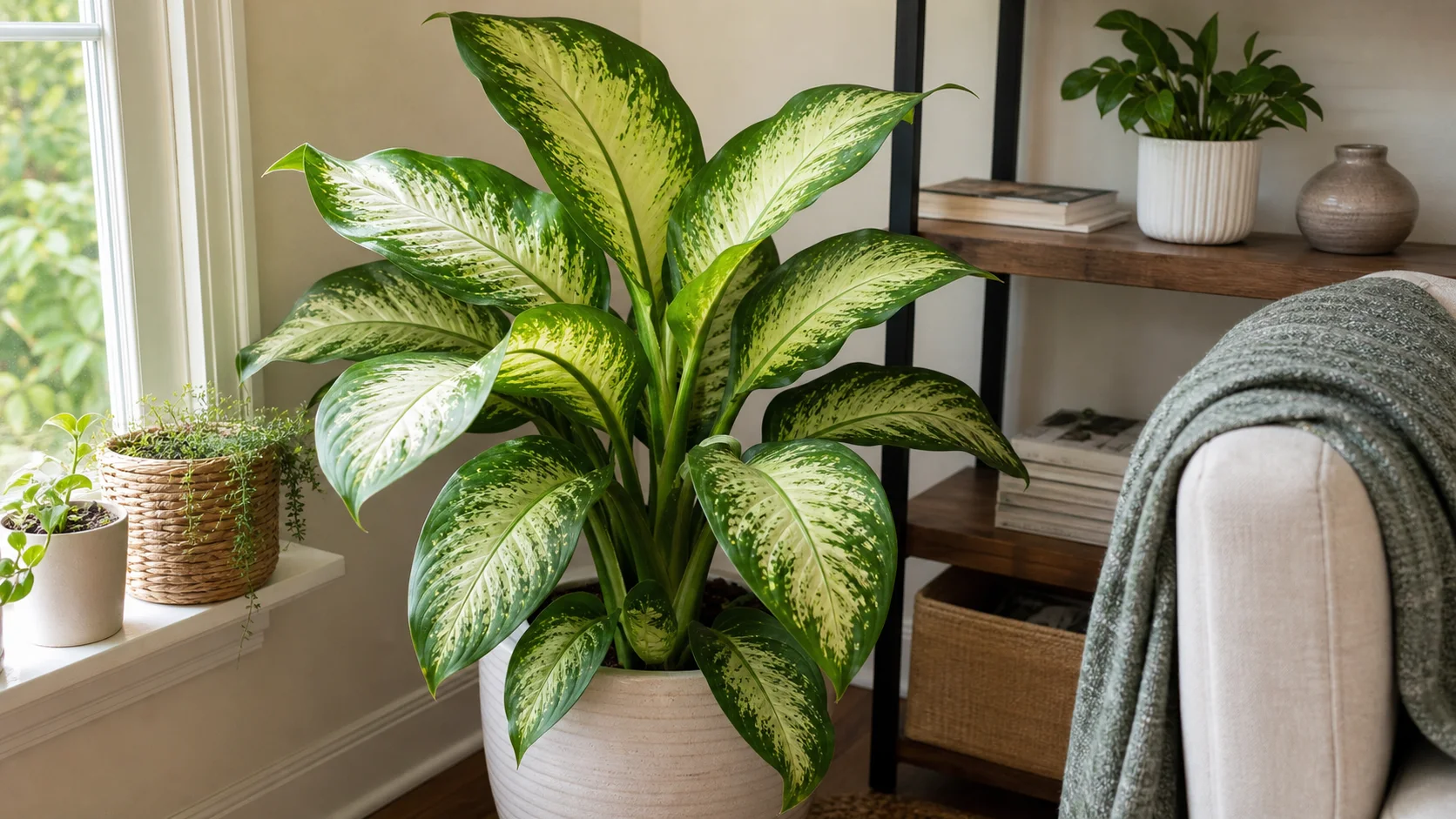 9. Dieffenbachia 10 Large Low Light Indoor Plants That Actually Work in Dim Rooms - 9. Dieffenbachia