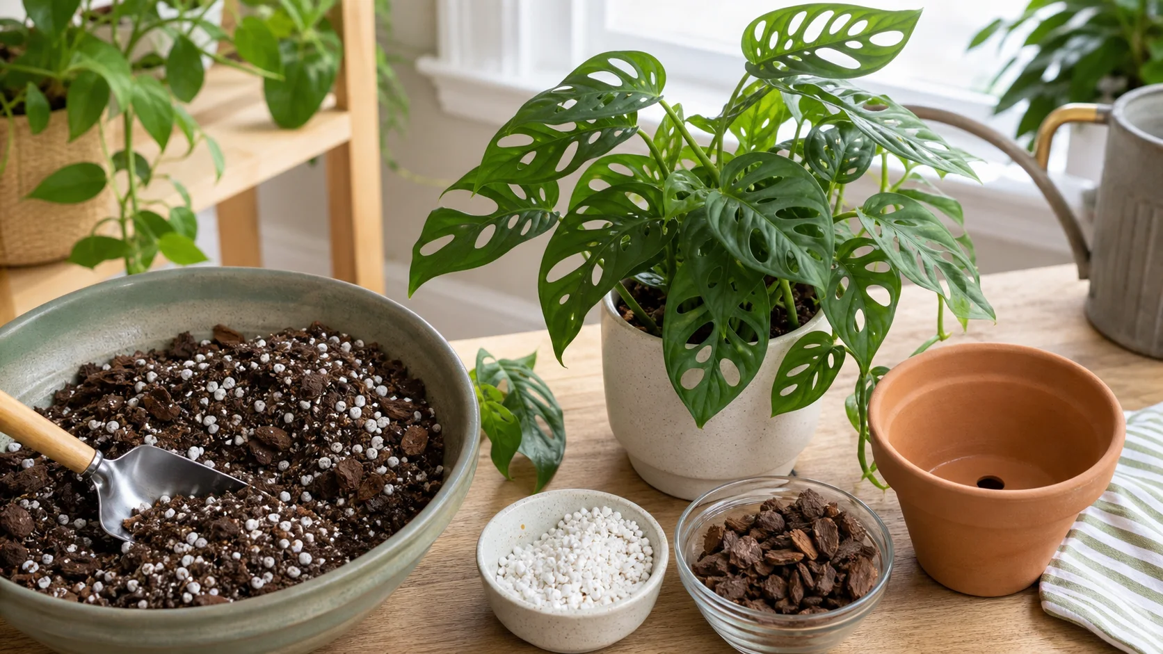 Monstera Adansonii Care Guide Indoors - Soil and Potting