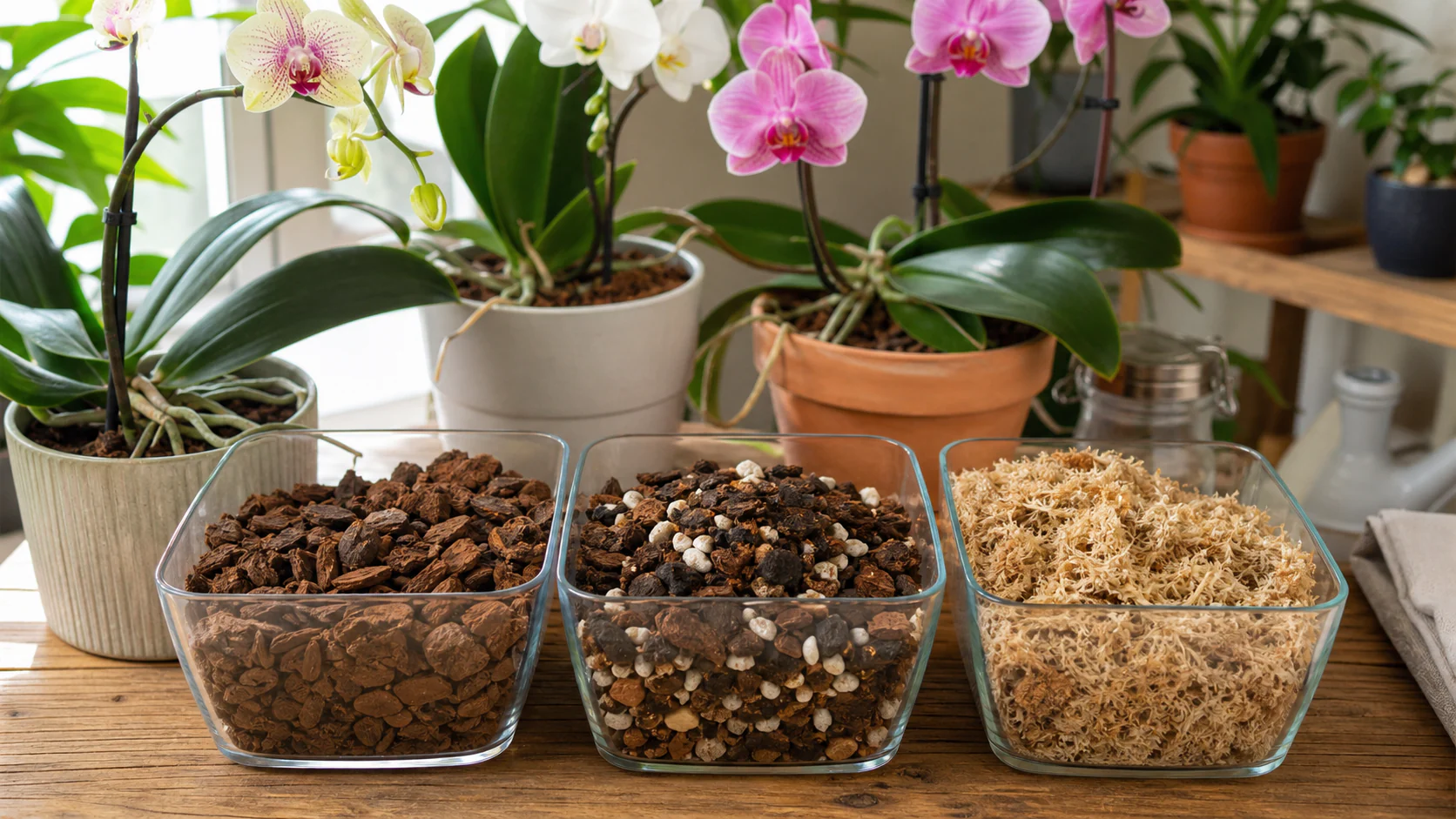 Comparison Table: Bark, Moss, or a Balanced Orchid Mix? Orchid Soil Guide: Bark, Moss and the Best Potting Mix - Comparison Table: Bark, Moss, or a Balanced Orchid Mix?