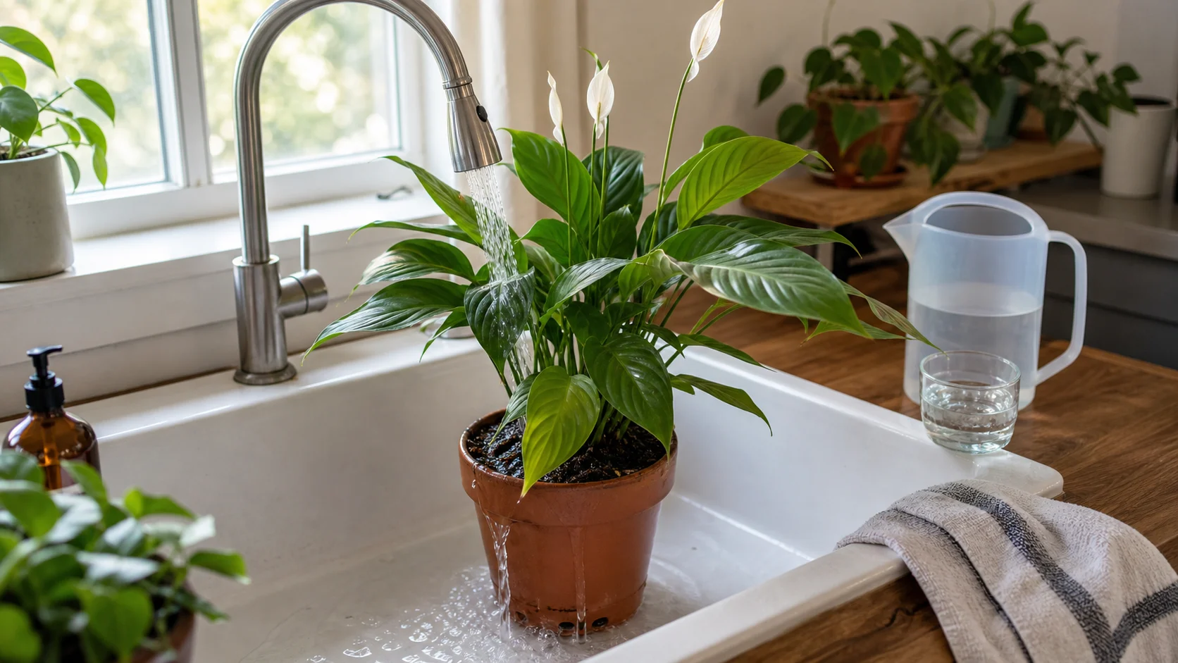 4. Water Quality or Salt Buildup Peace Lily Yellow Leaves: 8 Causes and What to Check - 4. Water Quality or Salt Buildup