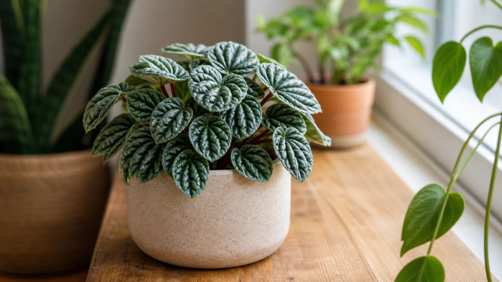Peperomia Varieties: Compact Houseplants Worth Growing - Ripple Peperomia (<em>Peperomia caperata</em>)