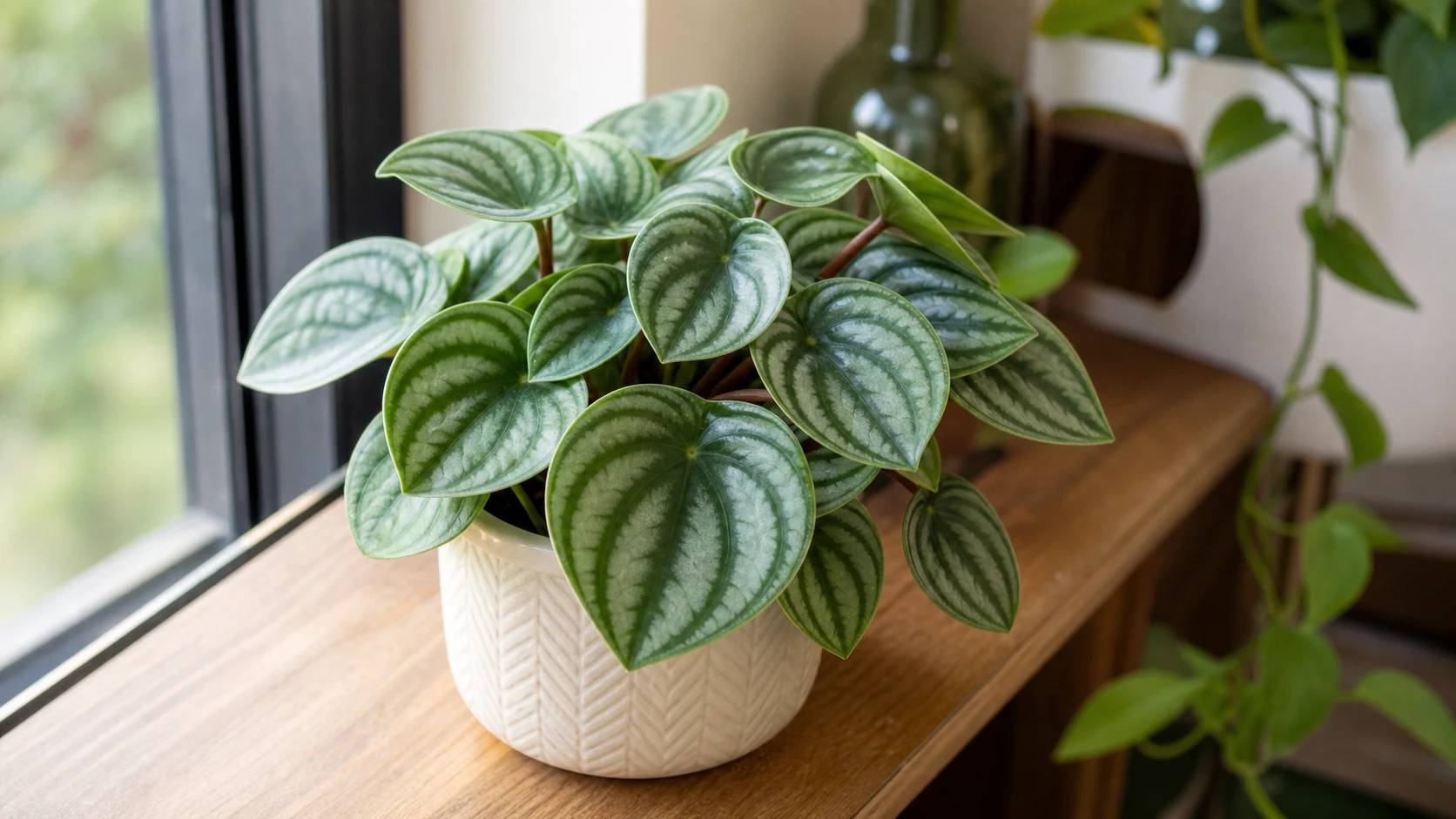 Peperomia Varieties: Compact Houseplants Worth Growing - Watermelon Peperomia (<em>Peperomia argyreia</em>)