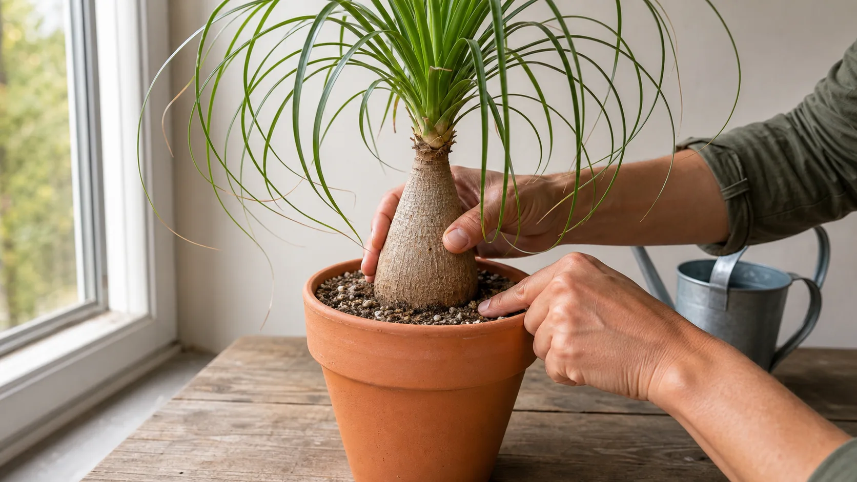 Check the Caudex and Dry Gritty Mix Before Watering Ponytail Palm Care: Light, Watering, and a Healthy Caudex - Check the Caudex and Dry Gritty Mix Before Watering