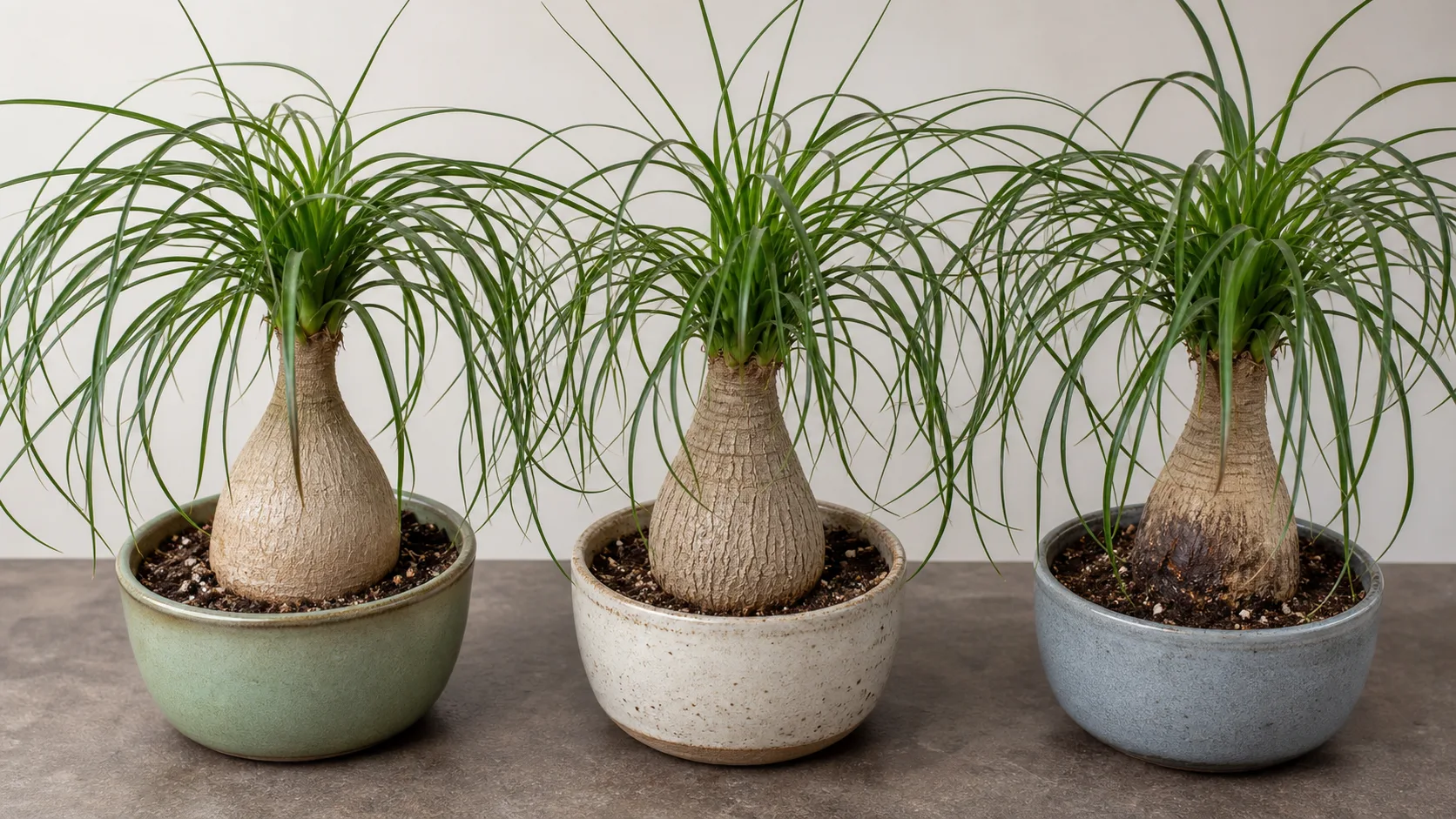 Healthy, Depleted, and Rot-Damaged Caudex Clues Ponytail Palm Care: Light, Watering, and a Healthy Caudex - Healthy, Depleted, and Rot-Damaged Caudex Clues