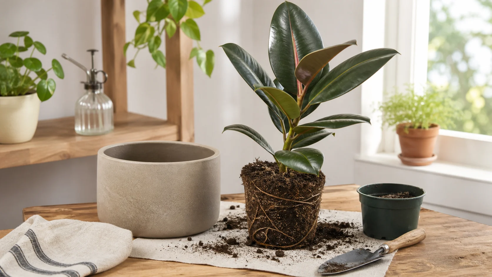 Rubber Plant Dropping Leaves: Causes and Fixes - 5. Repotting Stress