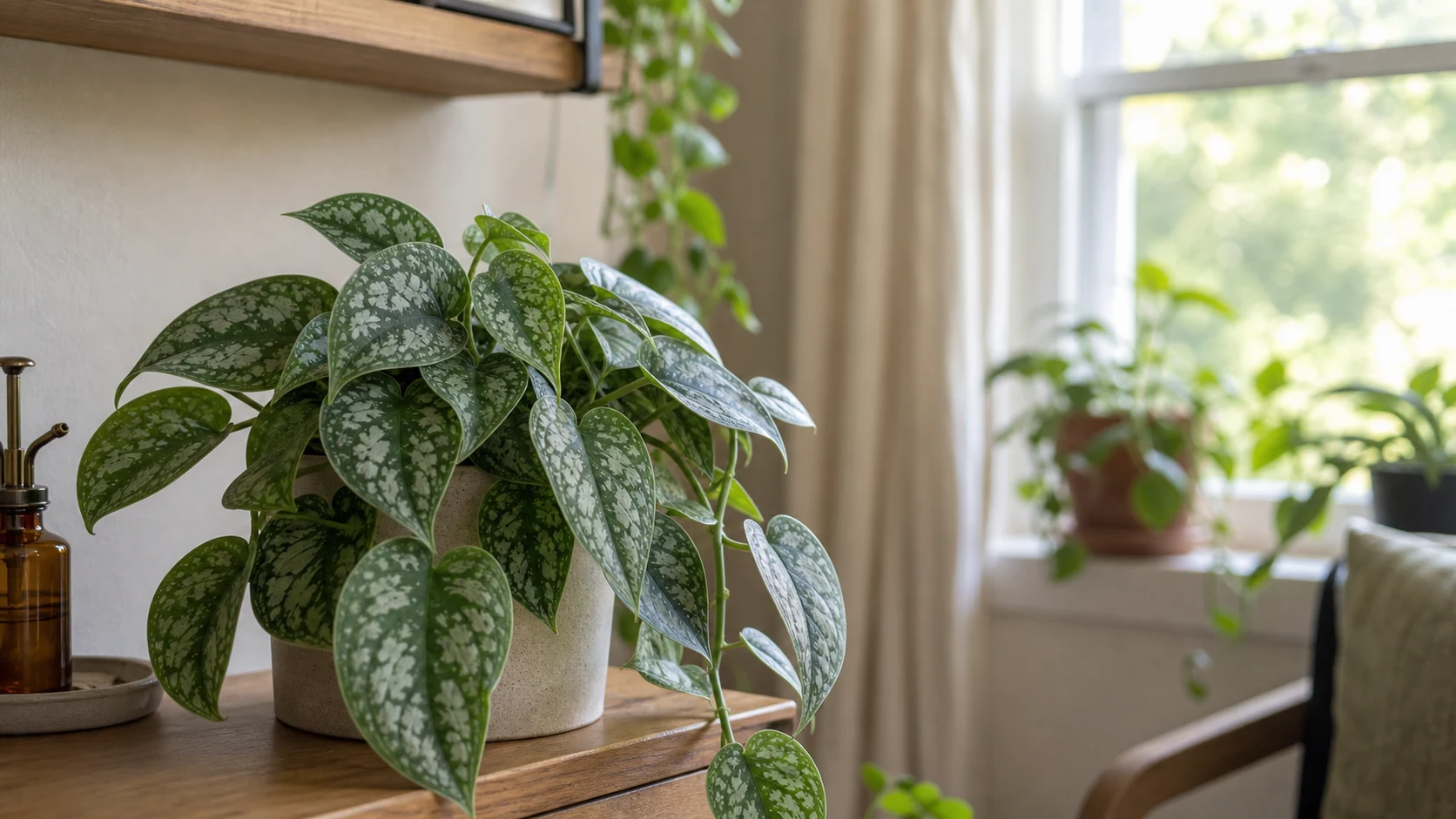 Light: Bright Indirect, With a Bit of Flexibility Satin Pothos (Scindapsus) Care Guide: Silver and Silk Varieties - Light: Bright Indirect, With a Bit of Flexibility