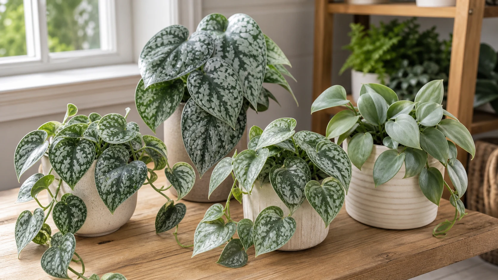 The Main Varieties You'll See Satin Pothos (Scindapsus) Care Guide: Silver and Silk Varieties - The Main Varieties You’ll See