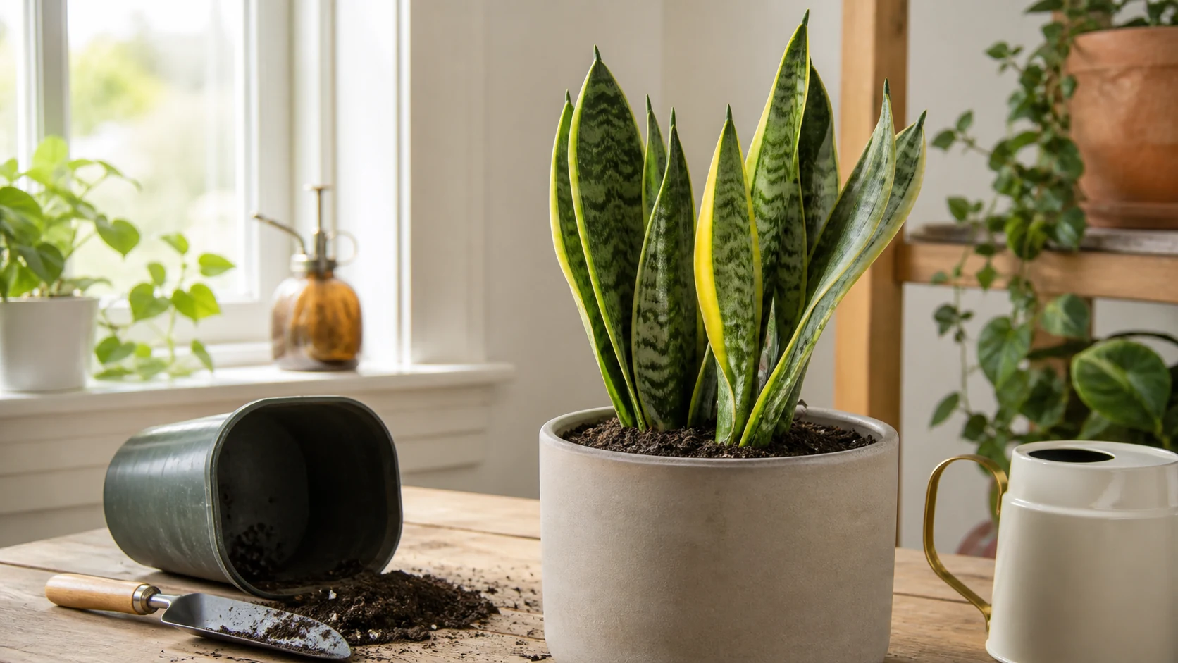 Snake Plant Yellow Leaves: Every Cause and Fix - After a Repot: A Different Pattern Entirely