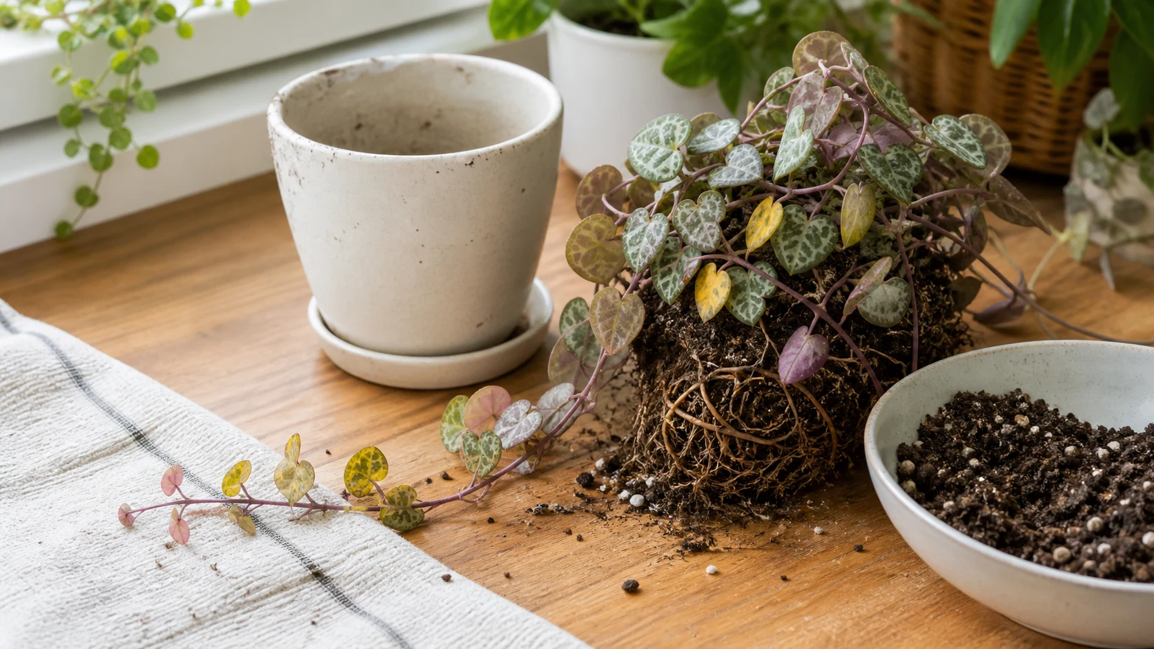 String of Hearts Care Guide: Propagation and Keeping Variegation - Yellow leaves and soft stems
