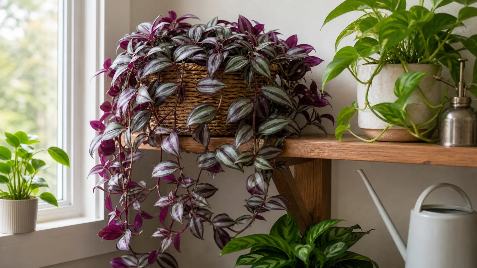 Best Trailing Indoor Plants to Grow - 5. Tradescantia (Tradescantia zebrina)