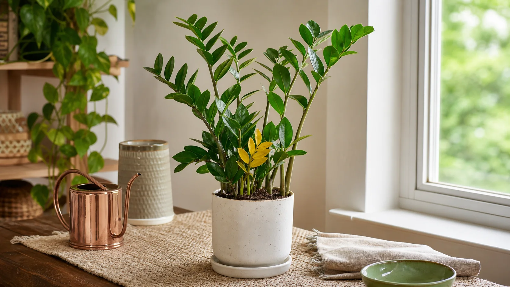 ZZ Plant Yellow Leaves: Causes and How to Fix It - Symptom Diagnosis Card
