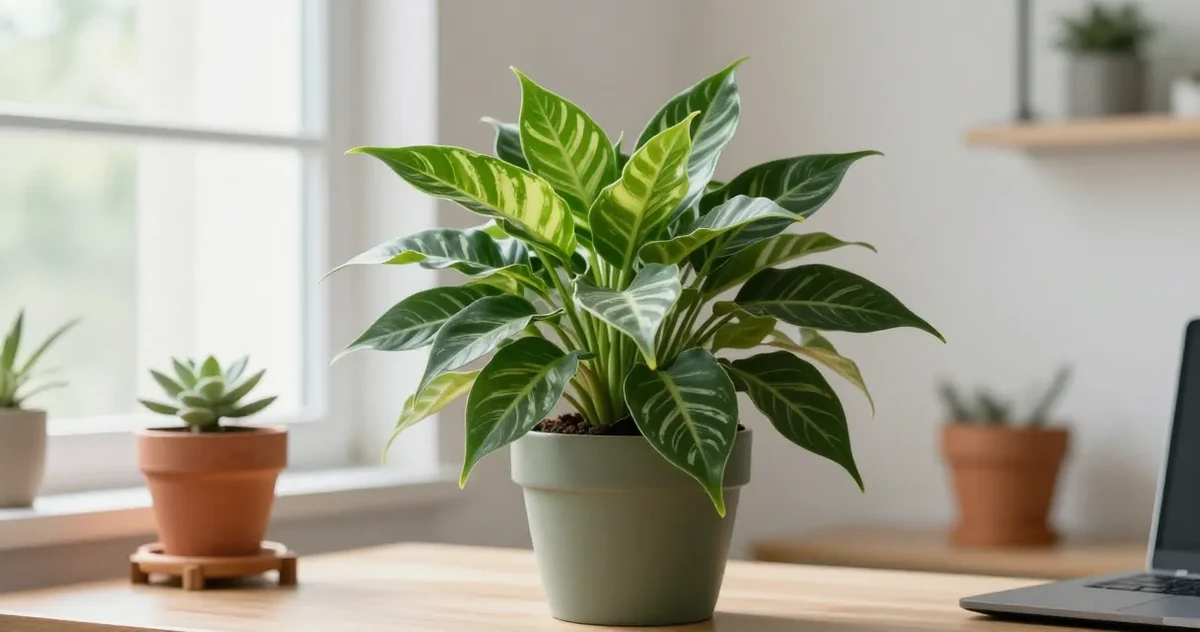 Chinese evergreen varieties showing green, silver, pink, and red Aglaonema cultivars side by side