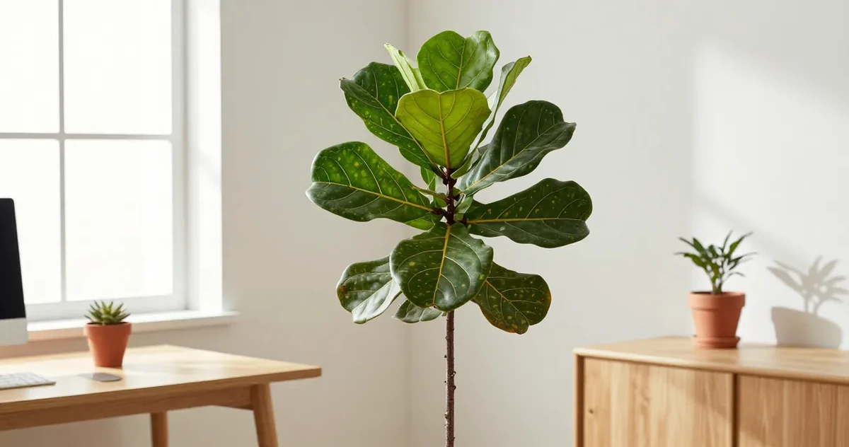 Fiddle leaf fig leaf with brown spots