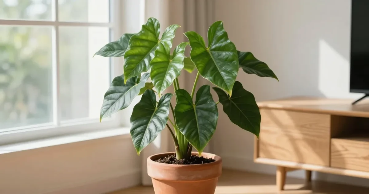 Heartleaf philodendron trailing from a shelf with glossy heart-shaped leaves