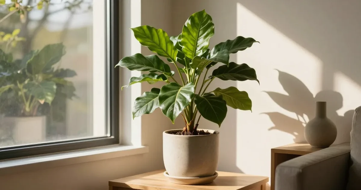 Houseplant leaf with visible spots and discoloration showing common disease symptoms