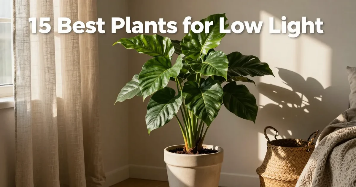 Indoor plants for low light arranged near a shaded north-facing window