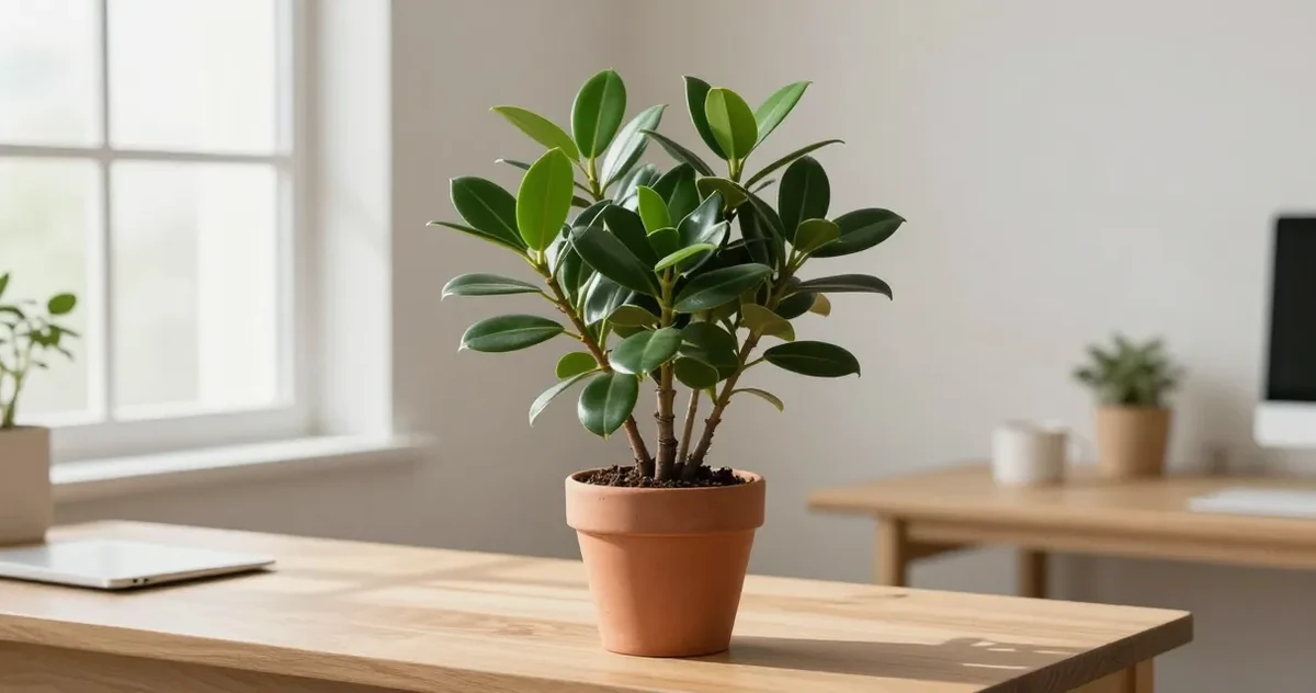 Jade plant with thick glossy green leaves in a terracotta pot near a bright window