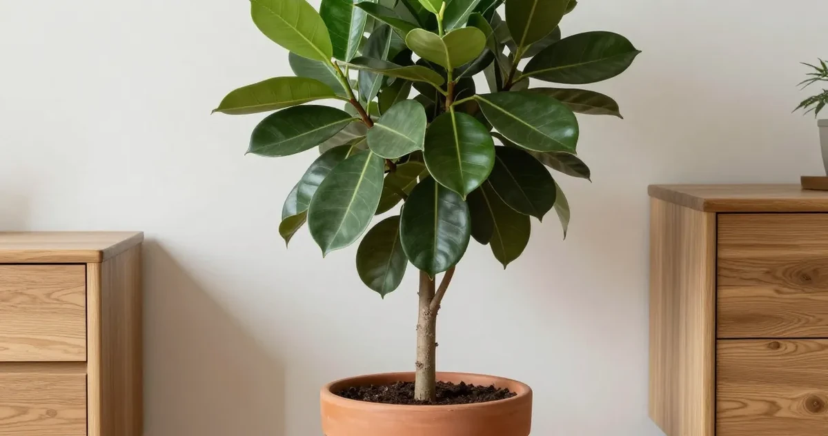 Money tree plant with braided trunk and bright green palmate leaves on a windowsill