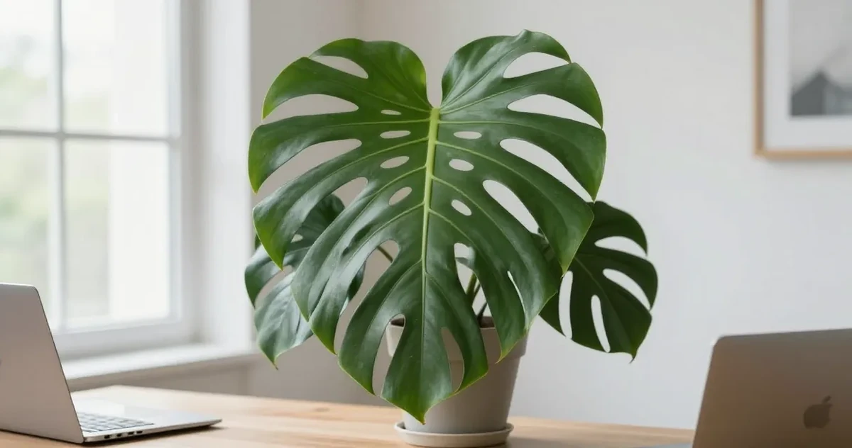 Monstera adansonii trailing vine with fenestrated leaves in a bright indoor setting