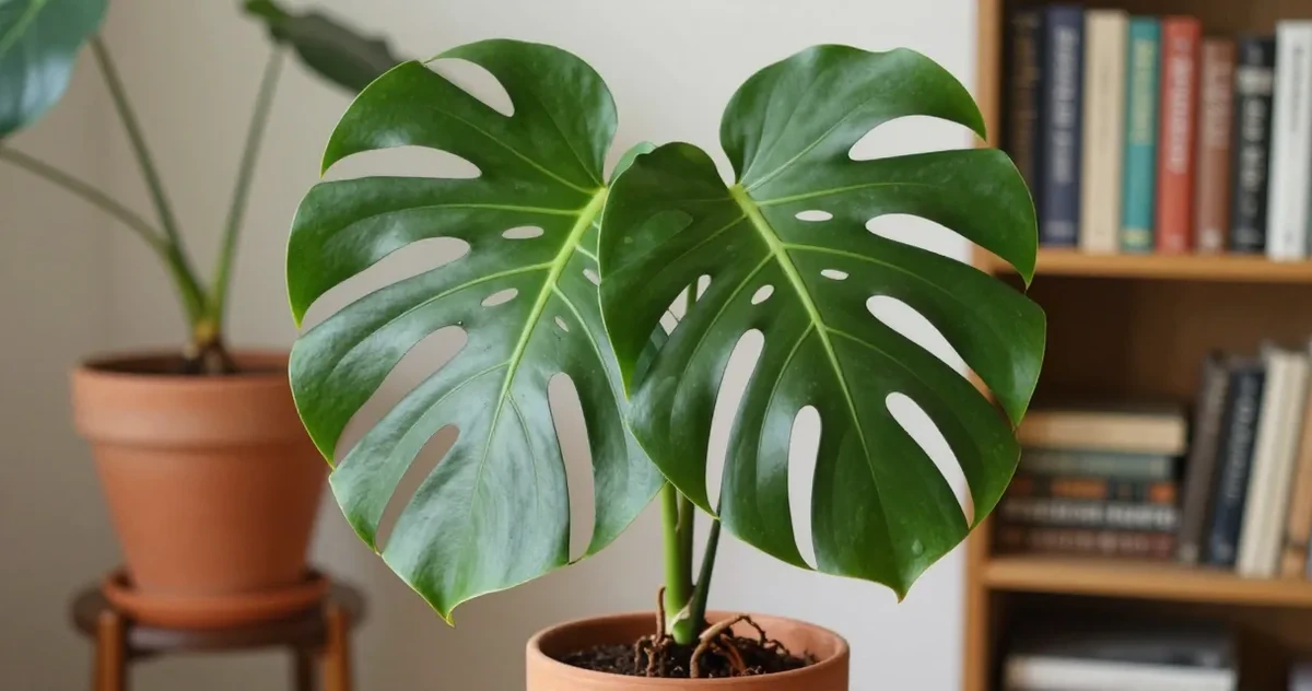 Monstera plant being removed from pot to inspect roots for signs of root rot