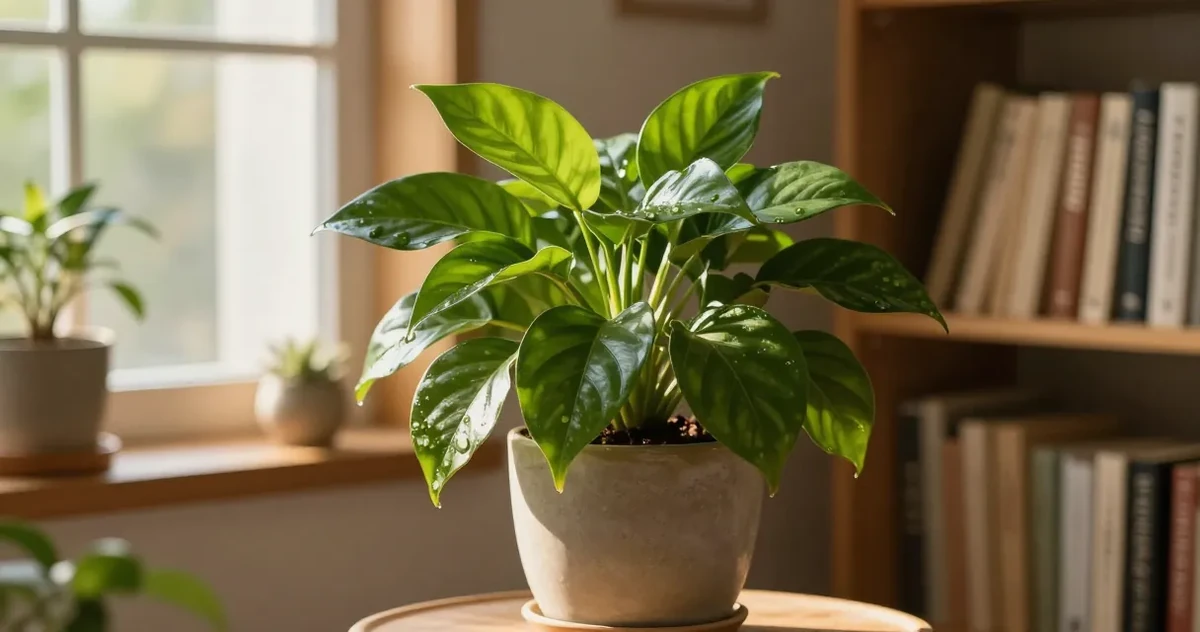 Overwatered houseplant with yellow drooping leaves next to a pot with soggy soil