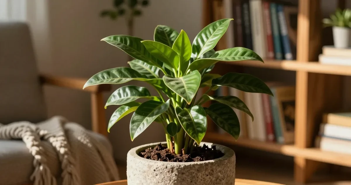 Peperomia obtusifolia baby rubber plant with glossy rounded leaves on a bright windowsill