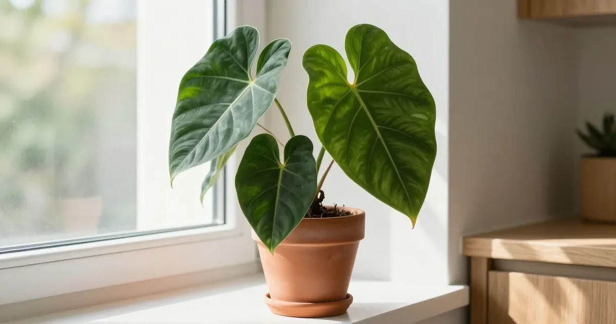Philodendron plant with heart-shaped leaves in a bright indoor space