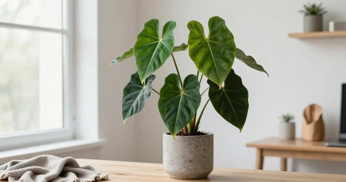 Several philodendron varieties including heartleaf, Xanadu, and Brasil arranged indoors on shelves and poles