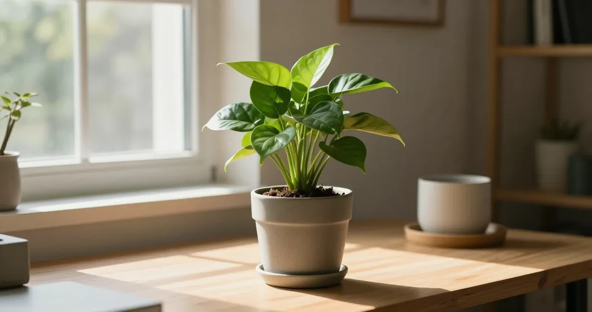 Self watering pot cross-section showing upper soil chamber and lower water reservoir