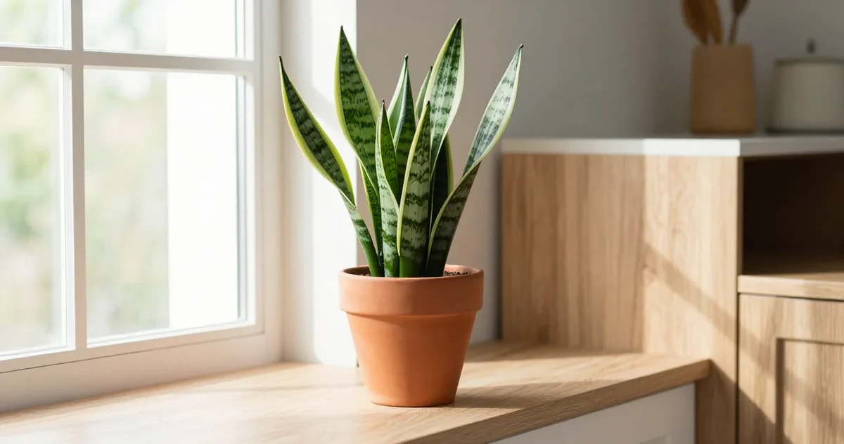Snake plant with drooping leaves leaning to one side